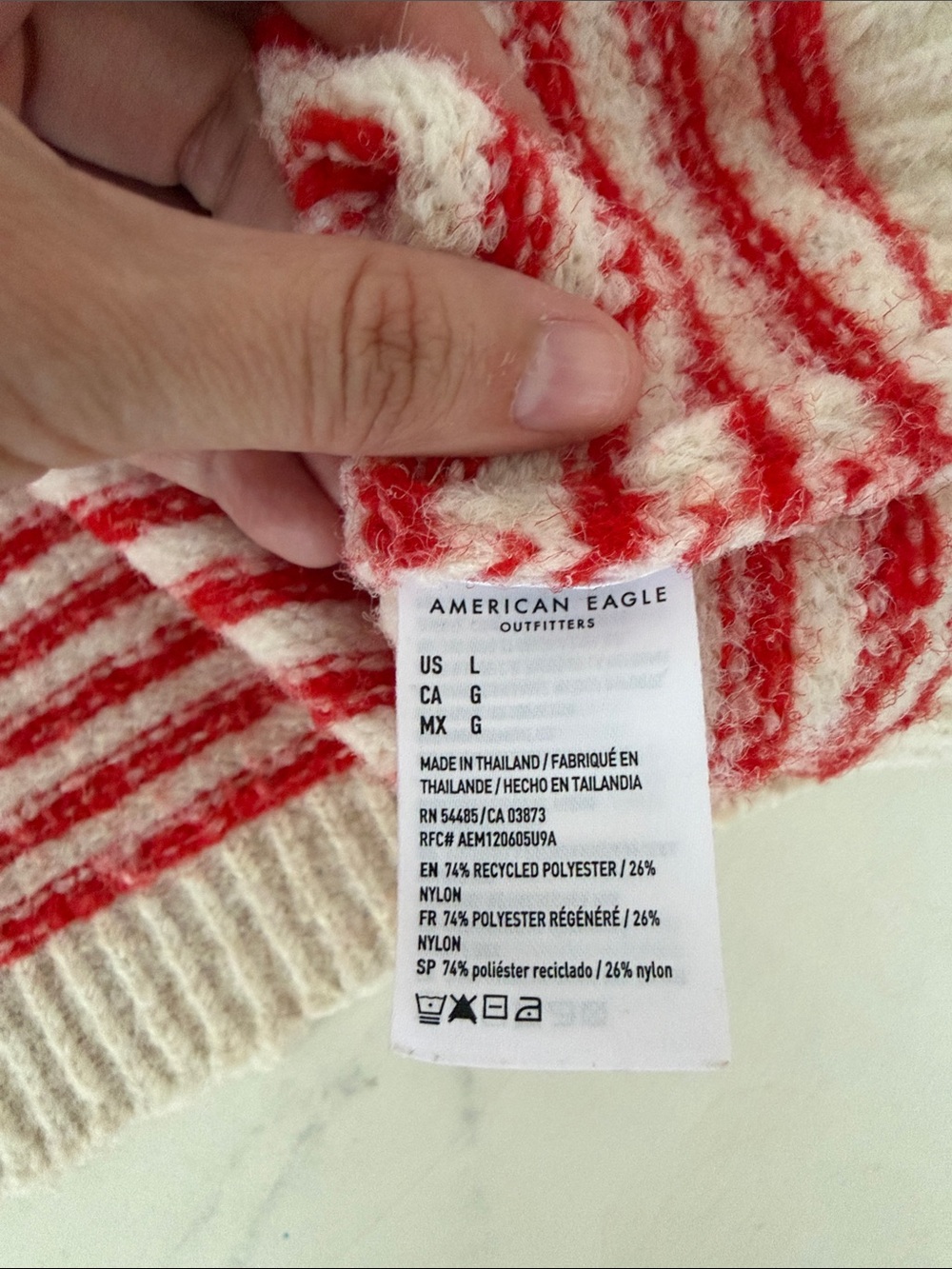 American Eagle Outfitters Cream and Red Striped Crewneck Sweater - Picture 10 of 10